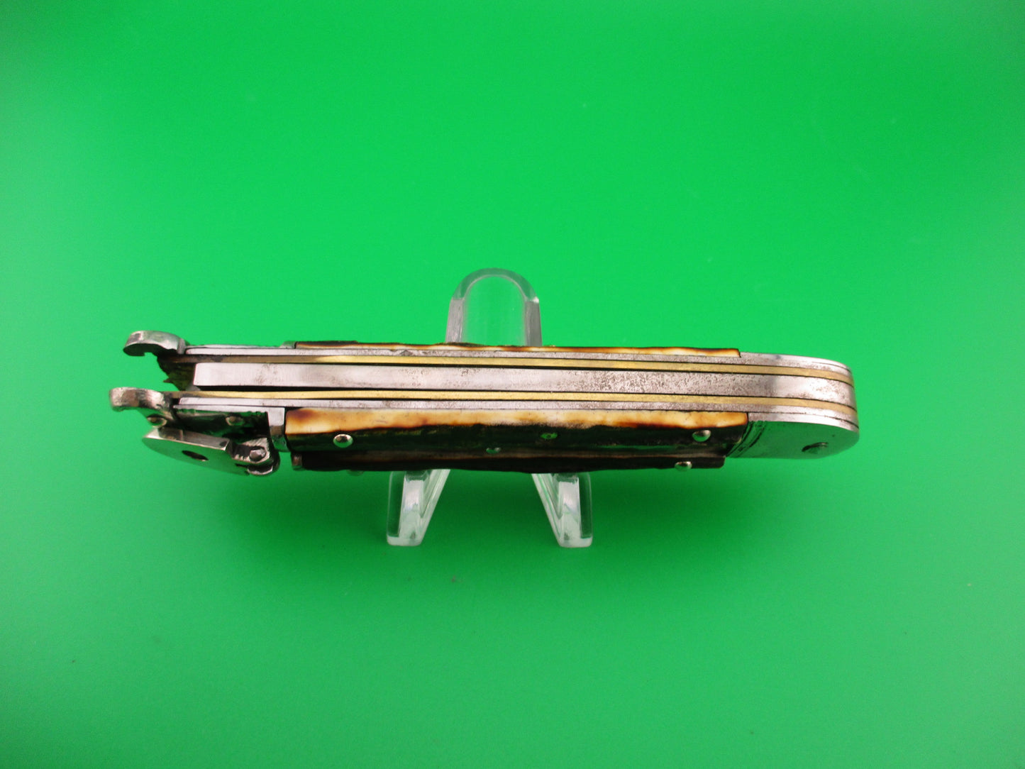 H.W. BOKER SOLINGEN-O. 20cm German Shell Puller Lever Stag vintage automatic knife