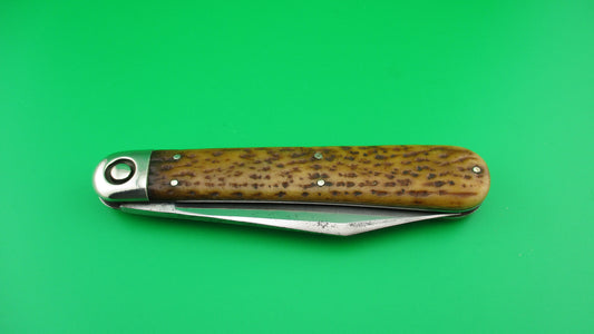 Press Button Knife Co #1000 INVINCIBLE antique Pick bone switchblade knife