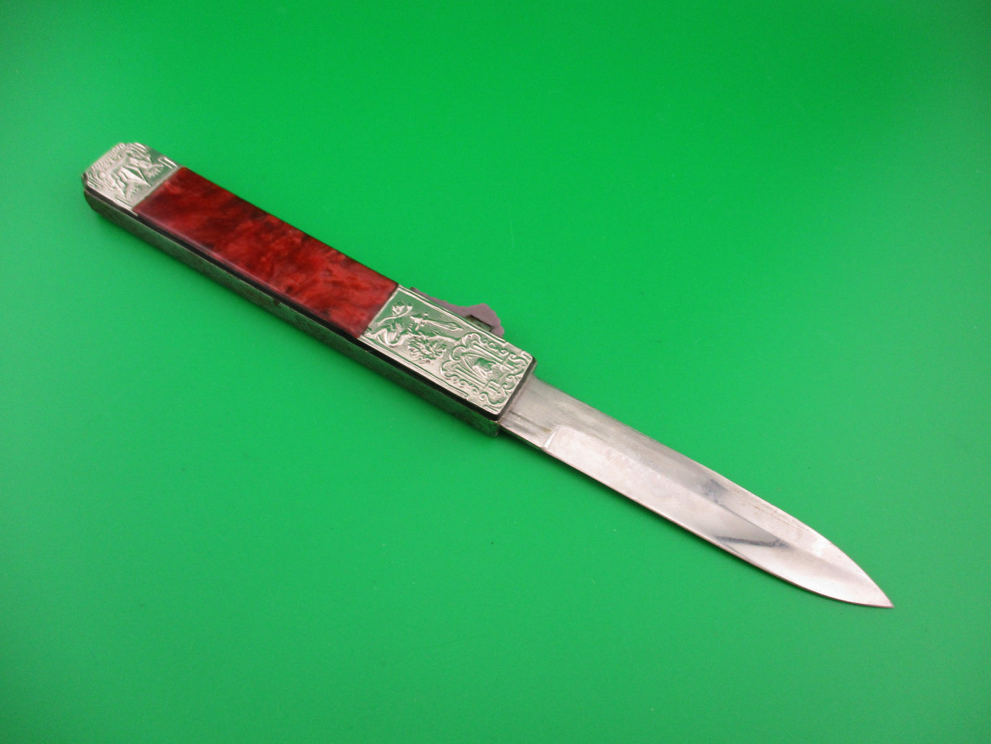 Unusual Russian 21cm RPK OTF Red Lion Crown & Sword Vintage Automatic Knife