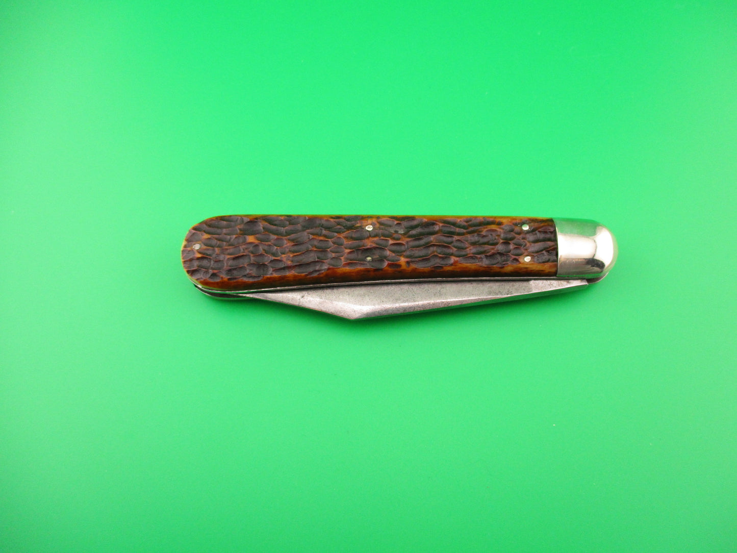 Press Button Knife Co #1000 INVINCIBLE antique switchblade knife w Etch
