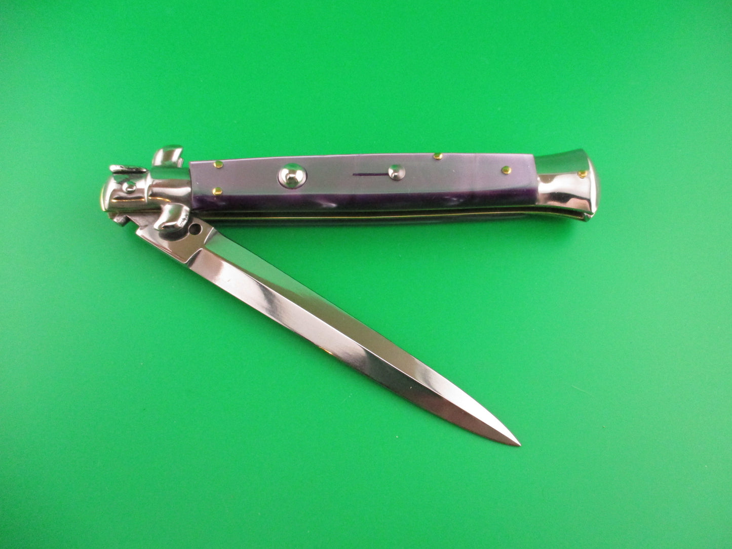 STILETTO ITALY 28cm Italian Swivel bolster Dagger Purple Acrylic automatic knife