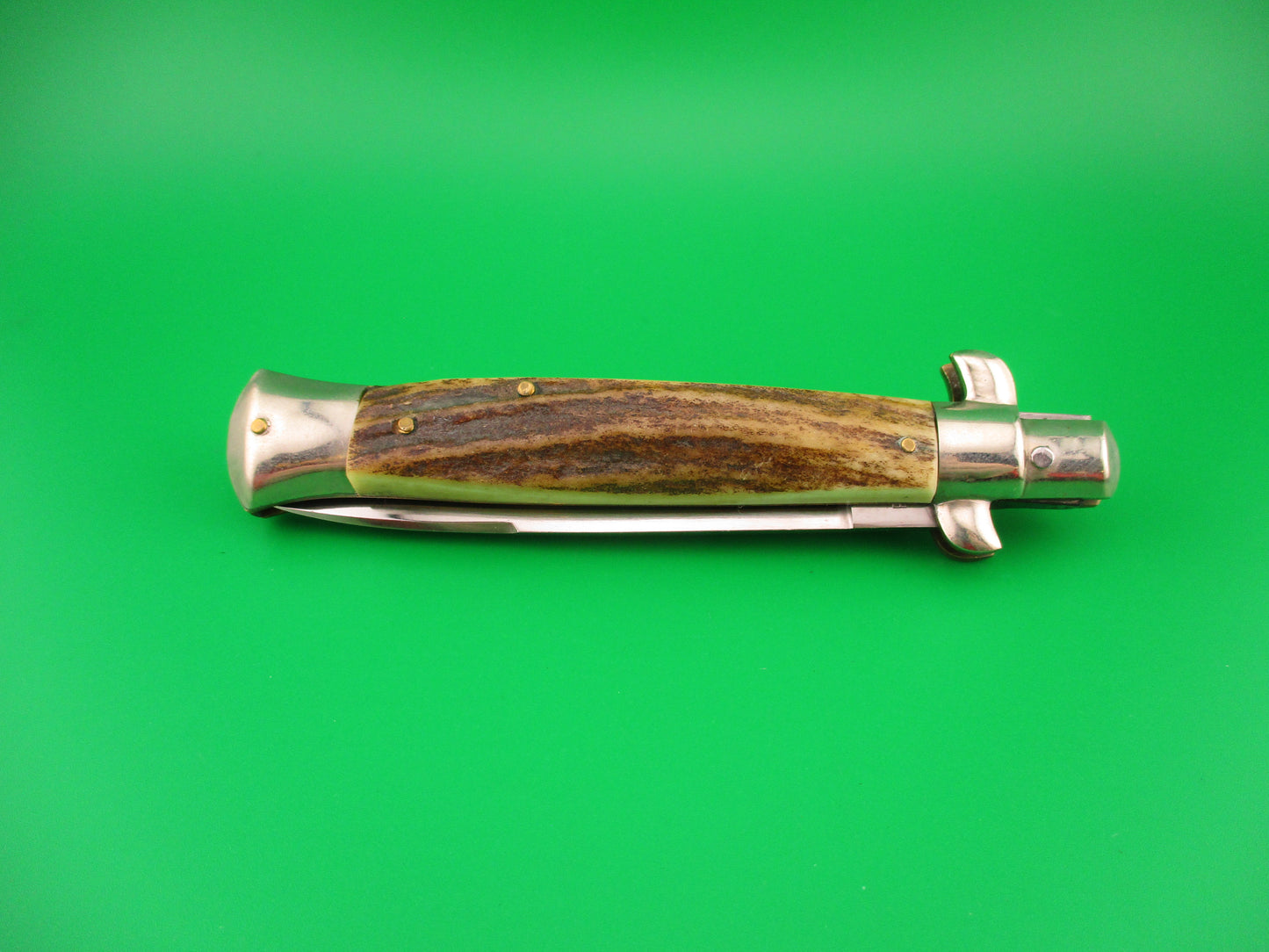 Rostfrei (slant) 22cm Italian BOBC Stag Stiletto swedge blade vintage automatic knife