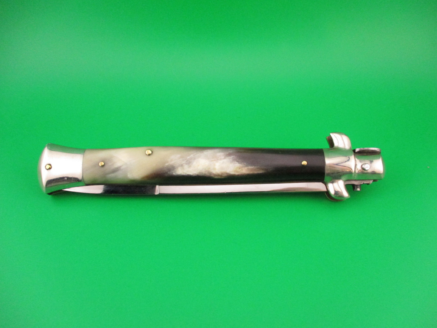 M ITALY INOX 28cm Italian Picklock 1950s vintage horn bayonet blade automatic knife