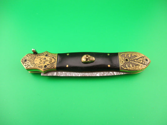 Grim Reaper Skull Button 29cm Custom Automatic Knife by Orang Zaib