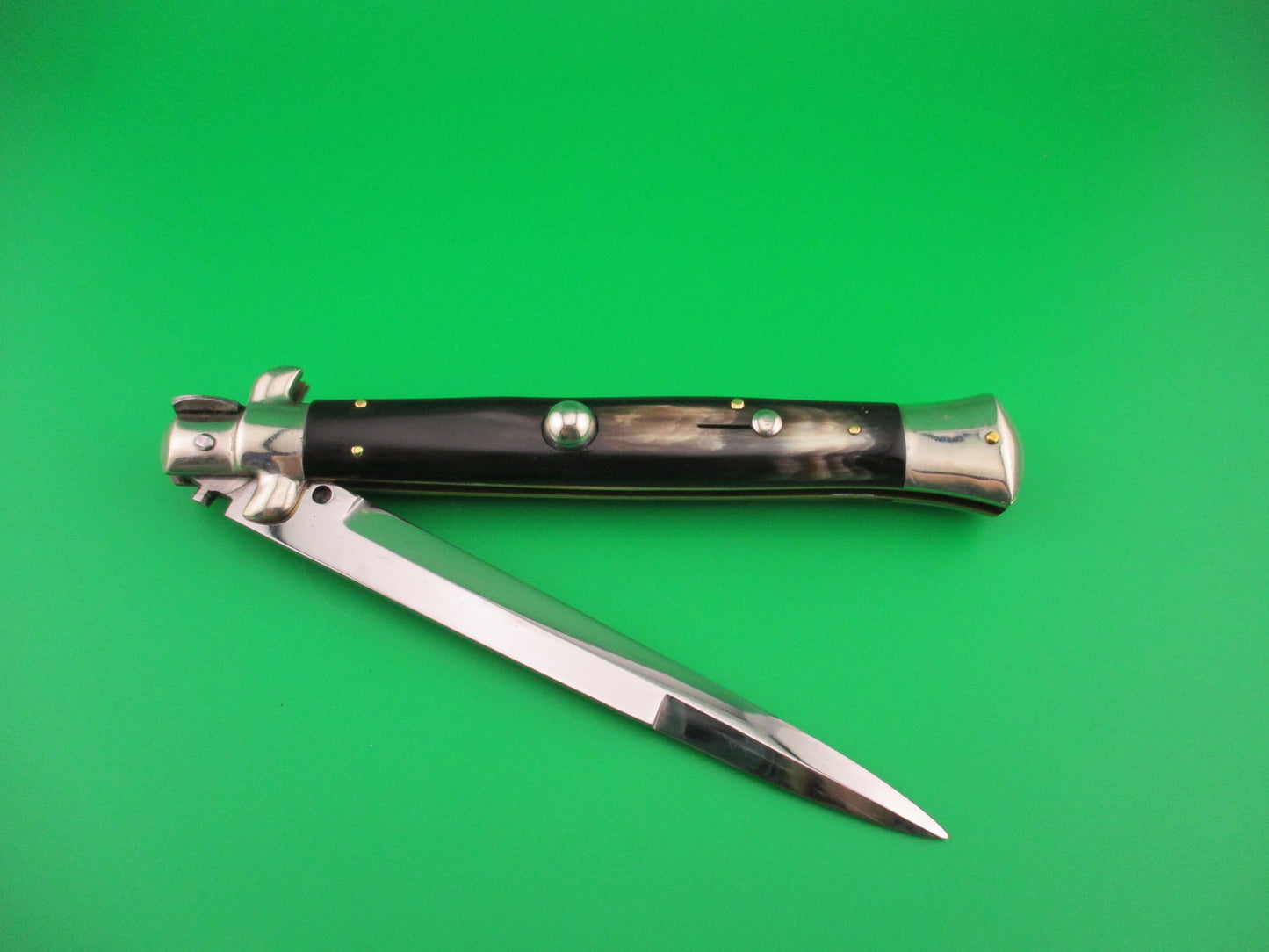 M ITALY INOX 28cm Italian Picklock 1950s vintage horn bayonet blade automatic knife