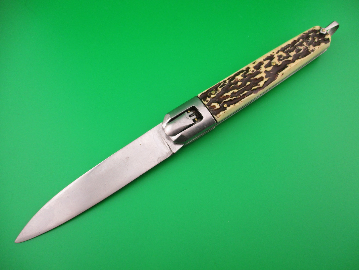 INOX 27cm French Coffin Lever knife Faux stag automatic knife