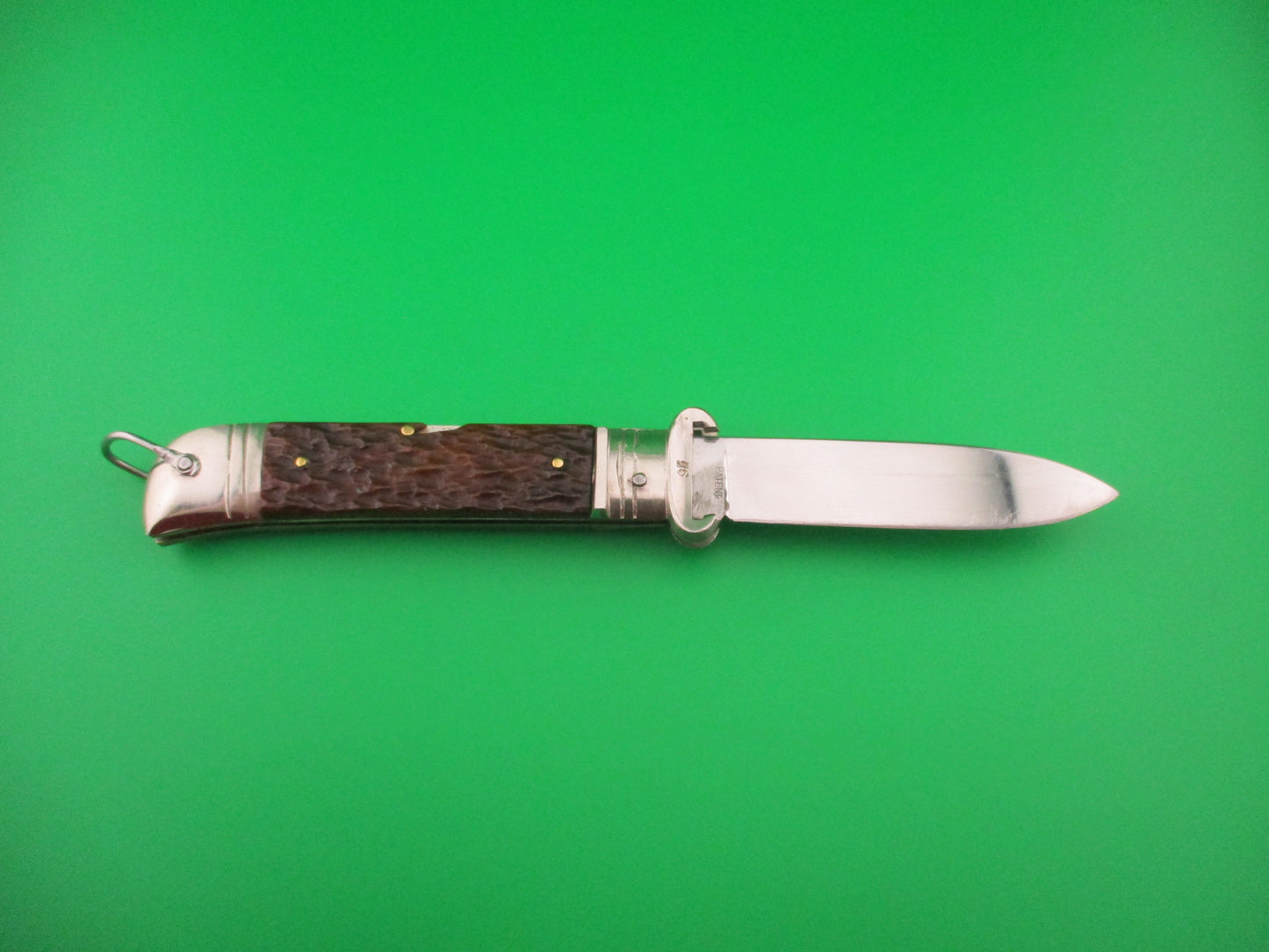 Virginia INOX 20cm Italian Bone shell puller lever vintage switchblade w lanyard ring