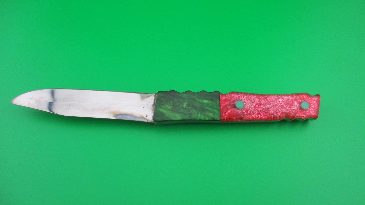 RPK 19cm Russian Prison Knife Pink & green translucent handled automatic knife