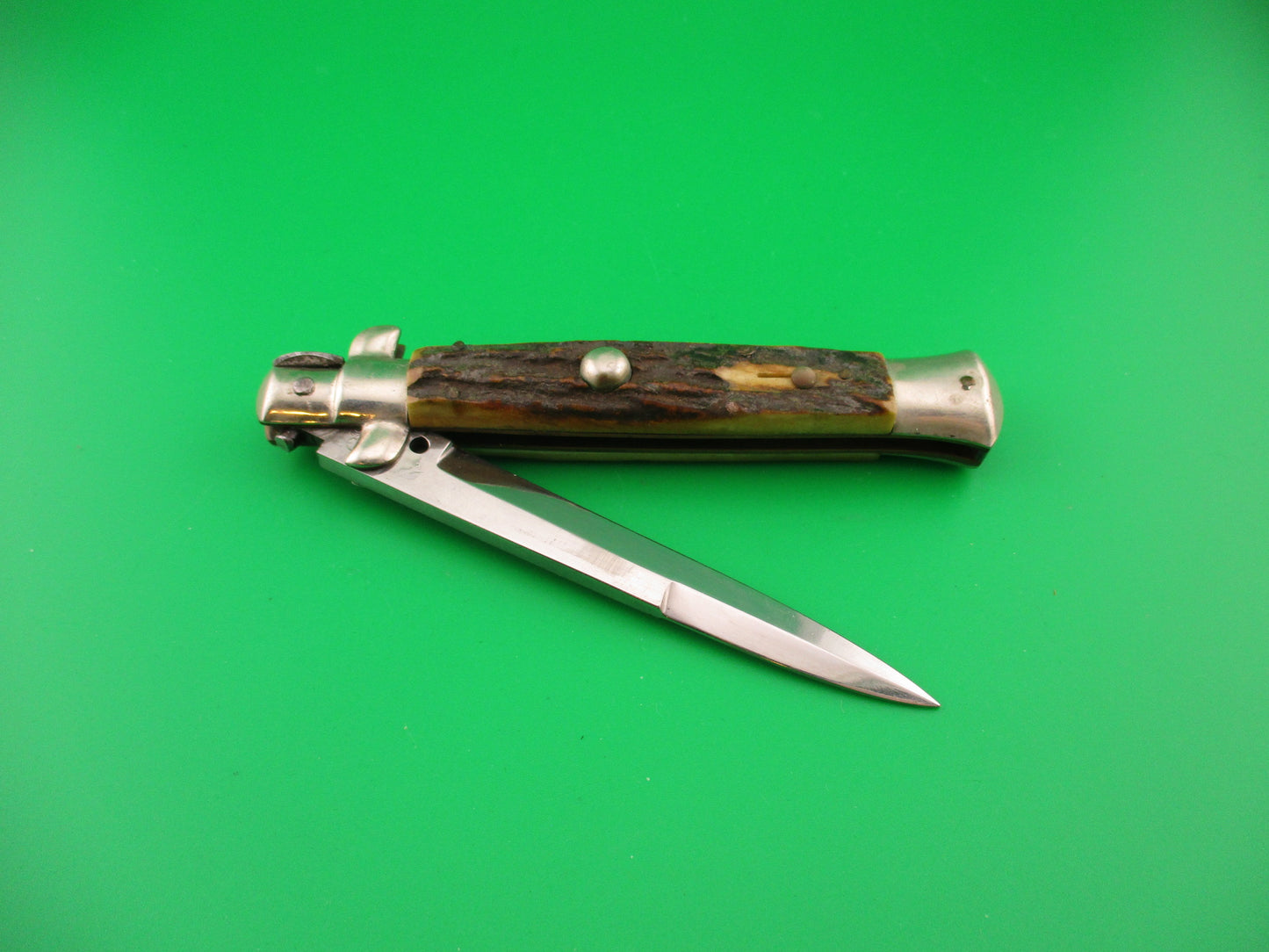 M ITALY INOX 23cm Italian Picklock Stag vintage 1950s automatic knife