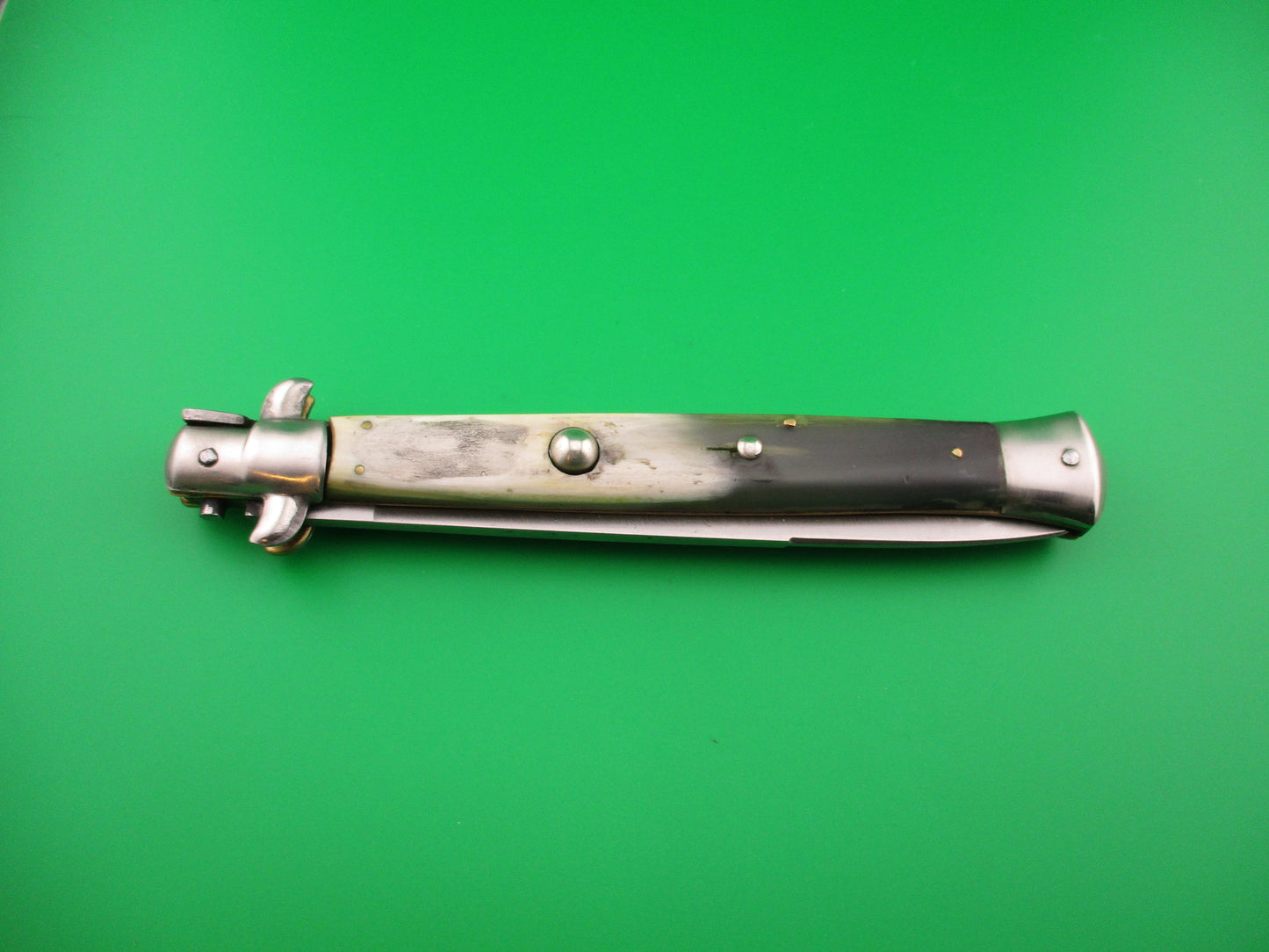 Rostfrei 2 33cm Italian Transitional vintage 1970s Brazilian horn swivel bolster automatic knife