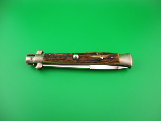 MADE IN ITALY INOX 28cm Italian picklock Stag bayonet 1950s automatic knife