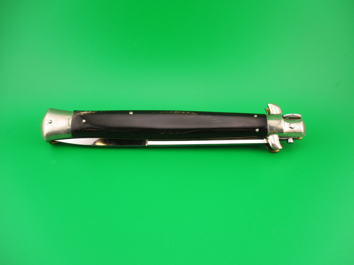 AGA CAMPOLIN 33cm Italian Picklock Stiletto Brown streaked horn NOS automatic knife