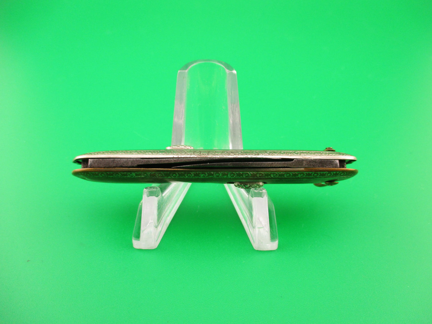 Flylock Small Silver double switchblade vintage knife w/shackle & file blade