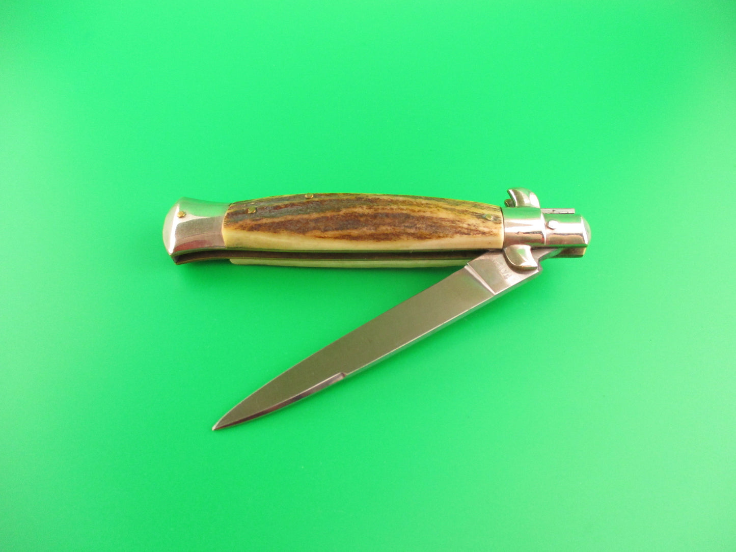 Rostfrei (slant) 22cm Italian BOBC Stag Stiletto swedge blade vintage automatic knife