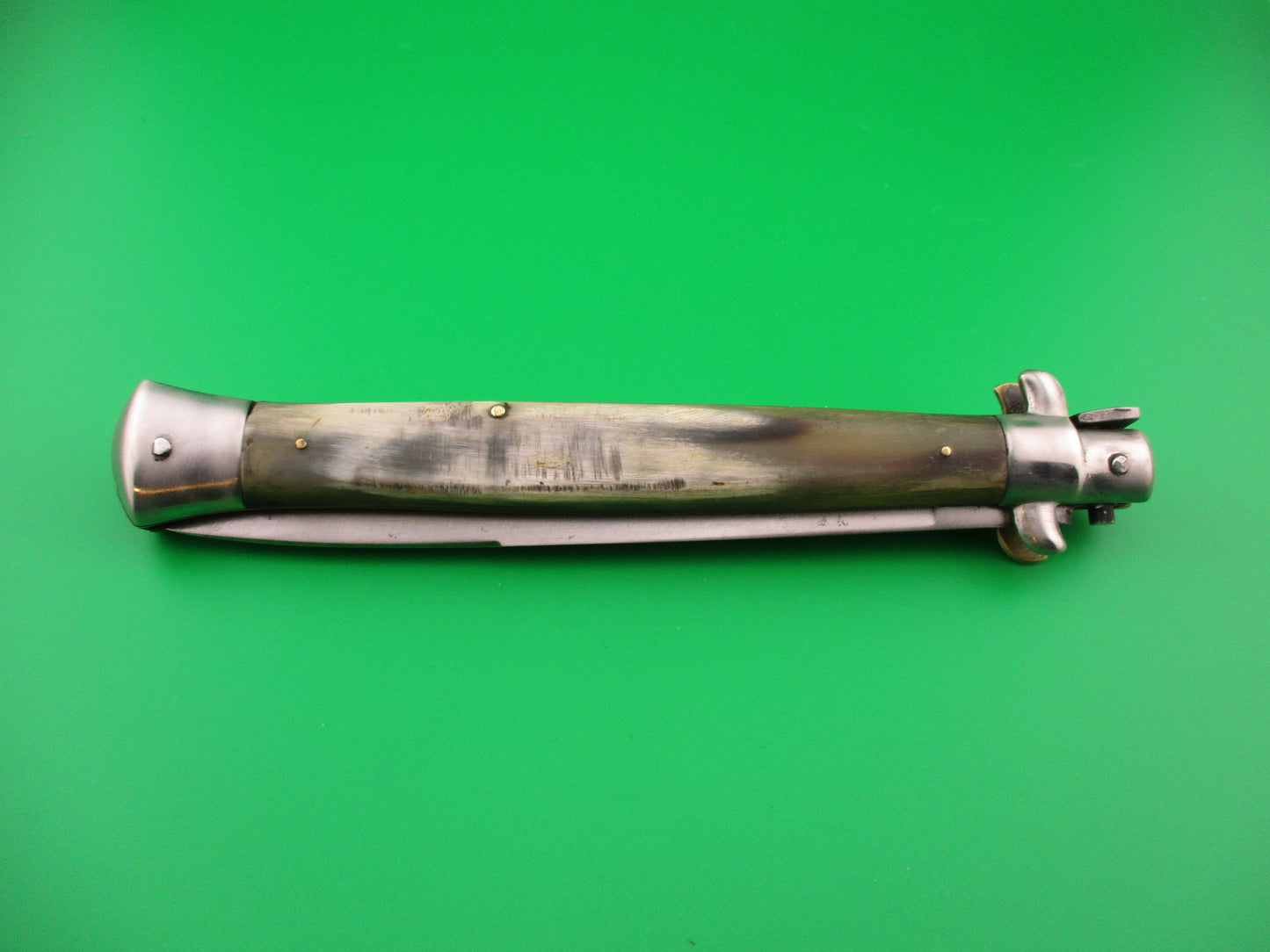 Rostfrei 2 33cm Italian Transitional vintage 1970s Brazilian horn swivel bolster automatic knife