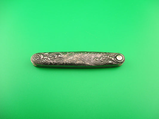 Press Button Knife Co Medium double Sterling Silver Satyr NY Home Insurance switchblade