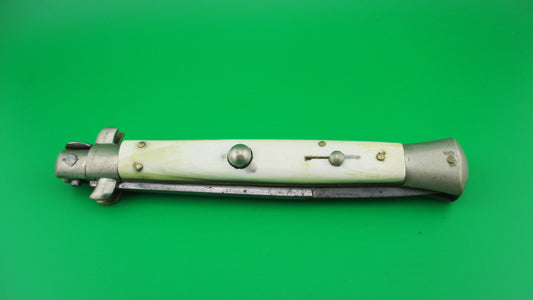 Latama ITALY 28cm Italian Stiletto Picklock 1950s vintage automatic knife White horn