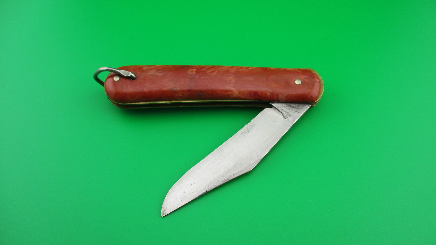 Colonial JIFFY Fatjack Firebrick swirl Vintage American switchblade knife