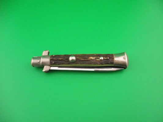 INOX PATENT 22cm Italian BoBc Stiletto Stag 1960s vintage automatic knife