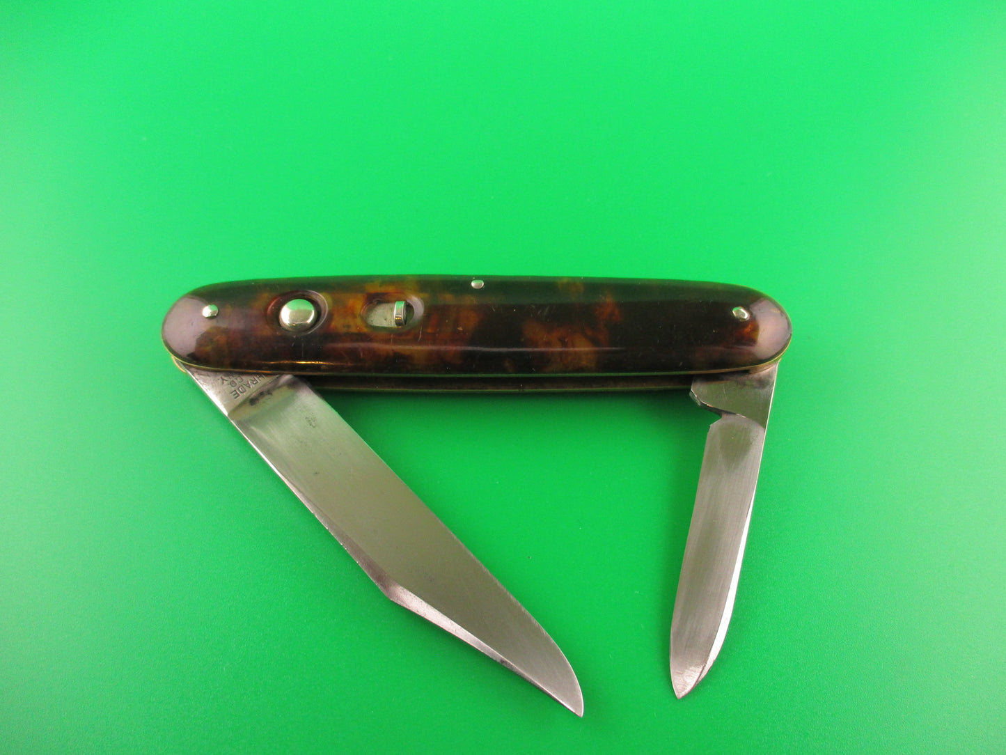 Early SCHRADE CUT CO Large Double Tortoise Clip/pen blade vintage automatic knife