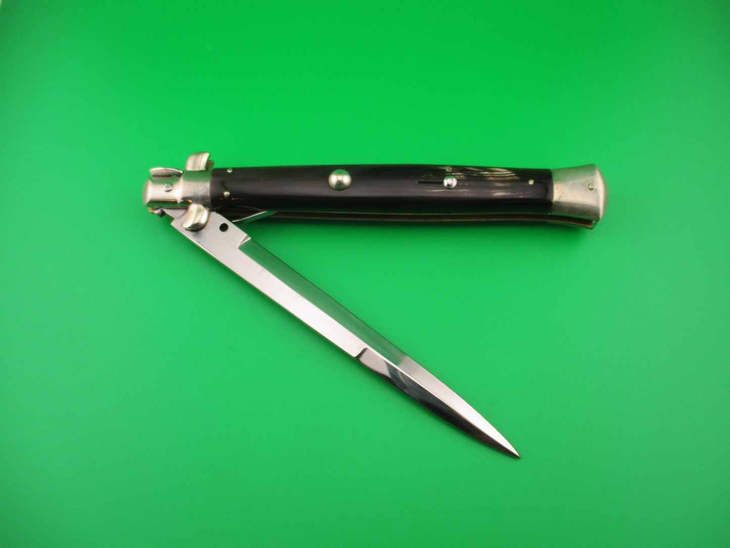 AGA CAMPOLIN 33cm Italian Picklock Stiletto Brown streaked horn NOS automatic knife