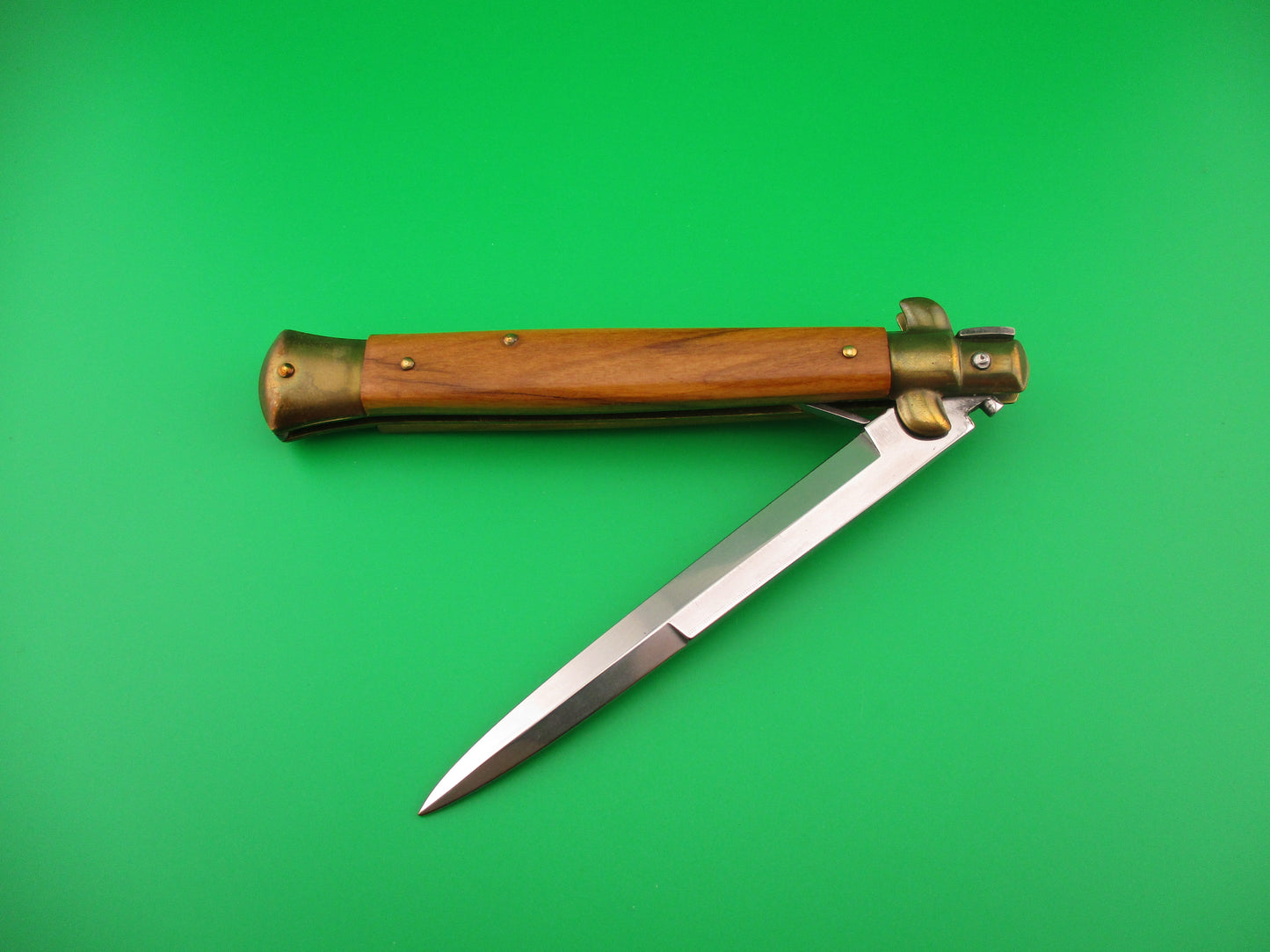 AB STILETTO ITALY 28cm Italian Swivel bolster Bayonet Wood & Brass automatic knife