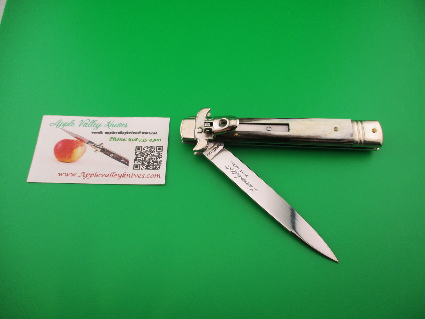 AKC ITALY Leverletto by Bill DeShivs 23cm Larger Italian Horn lever automatic knife