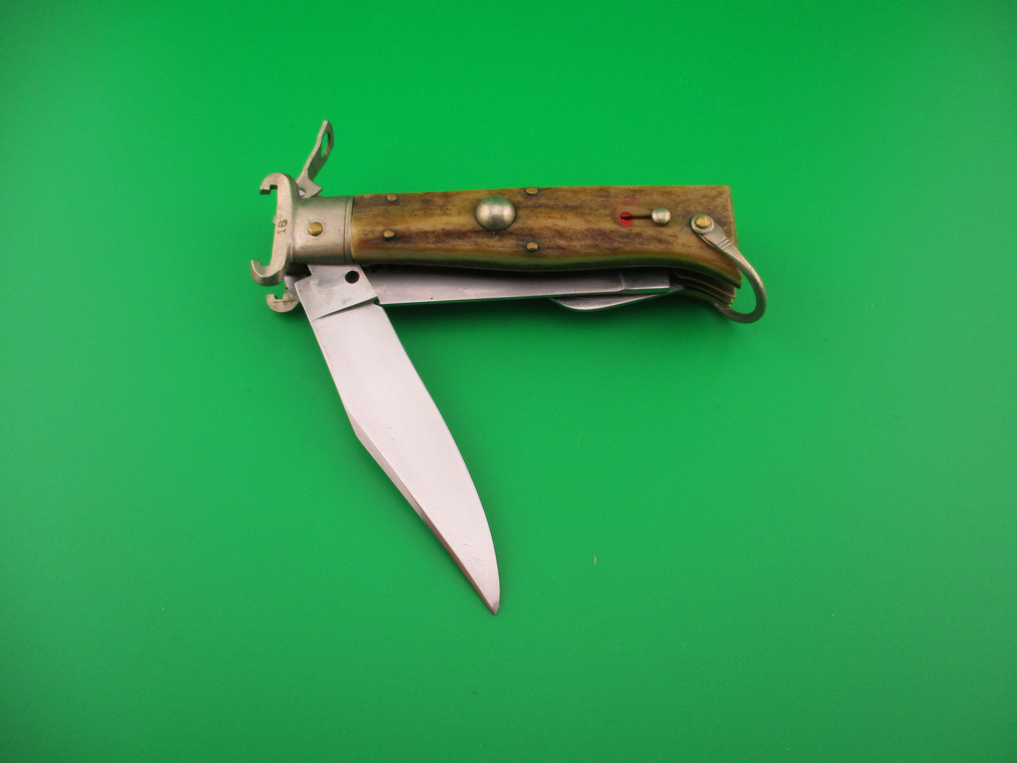 INOX 20cm Italian 1960s Fulcrum Shell Puller STAG 5 blade automatic Camper knife