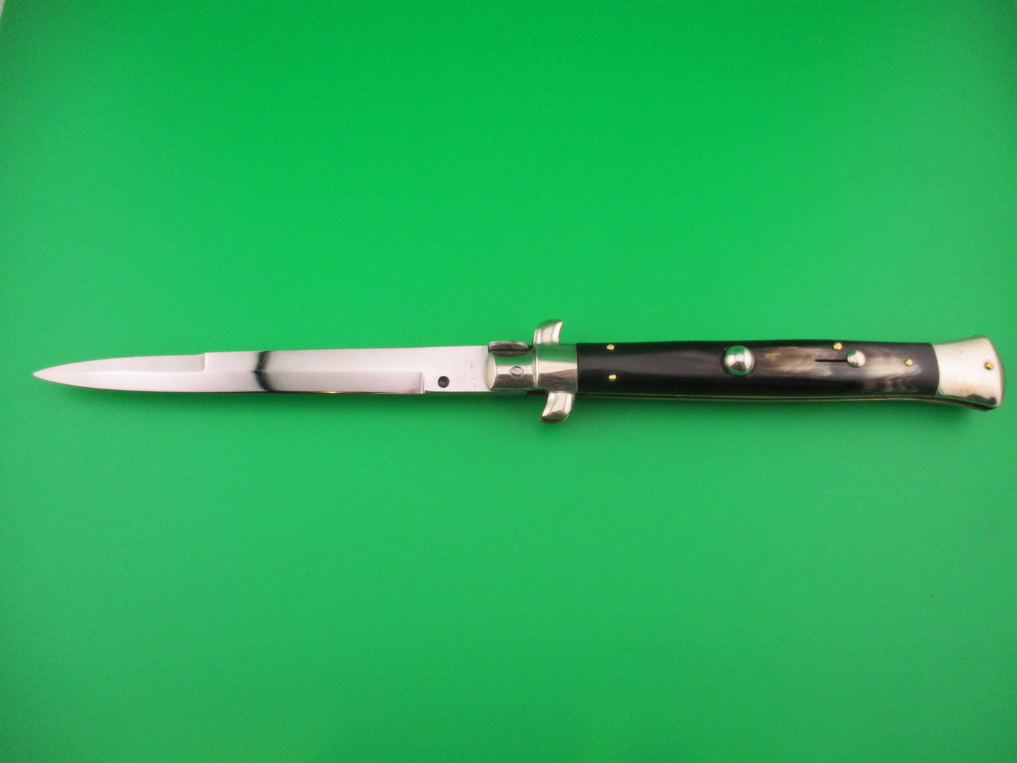 M ITALY INOX 28cm Italian Picklock 1950s vintage horn bayonet blade automatic knife