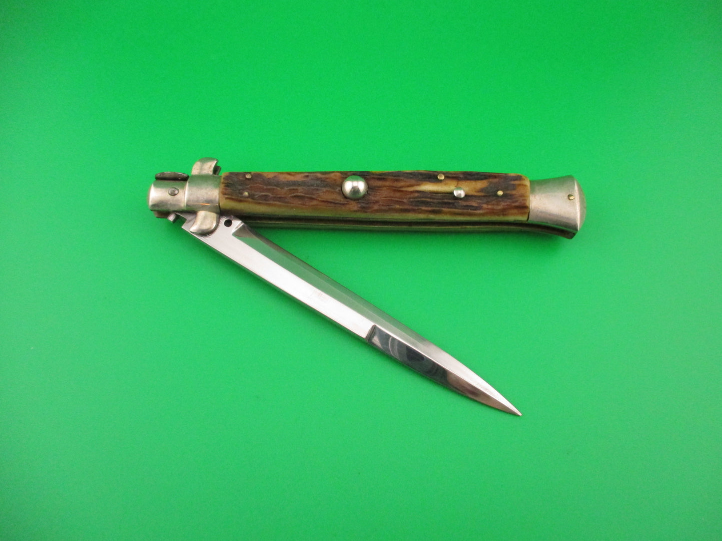 MADE IN ITALY INOX 28cm Italian picklock Stag bayonet 1950s automatic knife