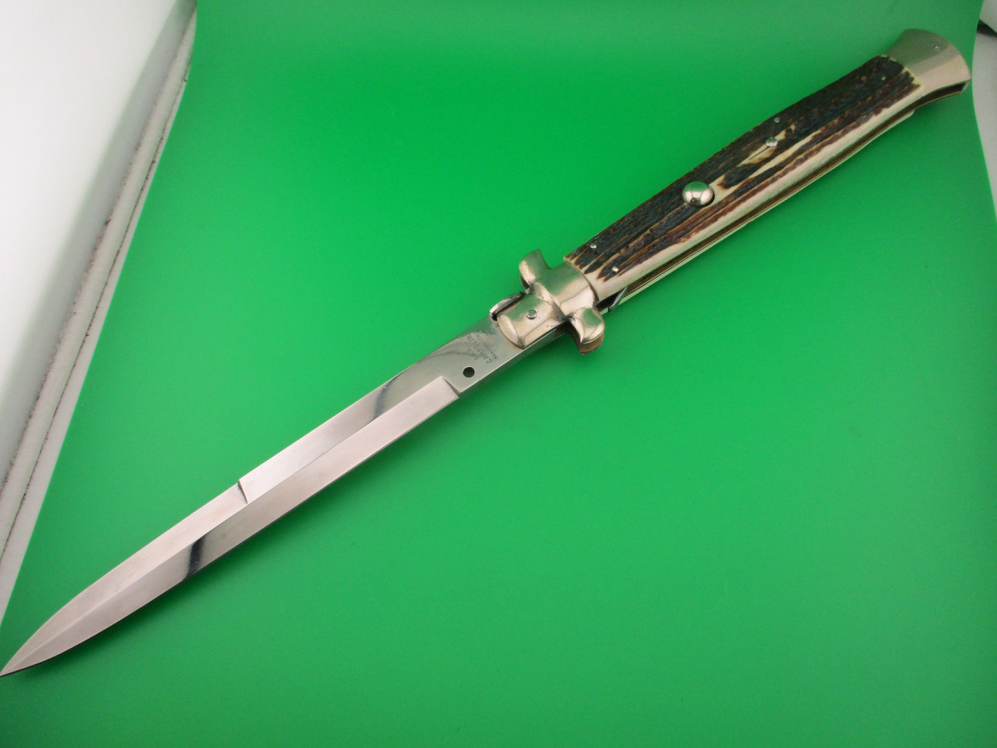 AGA CAMPOLIN ITALY 45cm Italian Picklock Stag stiletto 18 inch automatic knife 2019