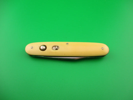 Schrade Cut Co Large Double Ivory Celluloid Clip/pen vintage automatic knife