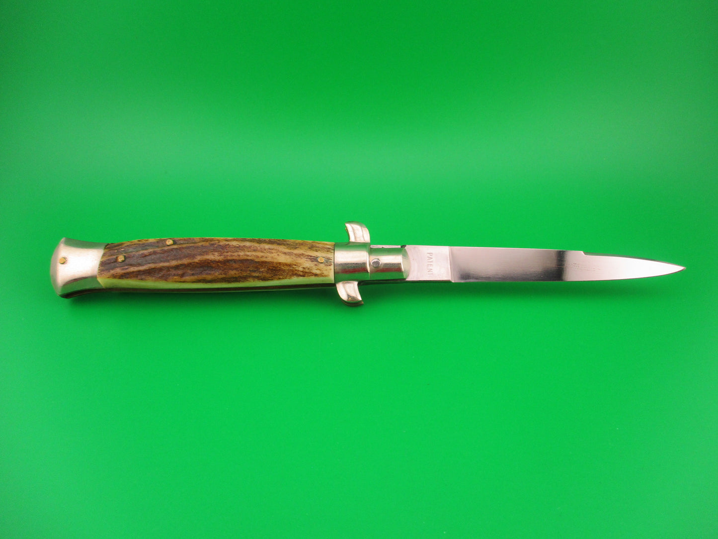 Rostfrei (slant) 22cm Italian BOBC Stag Stiletto swedge blade vintage automatic knife