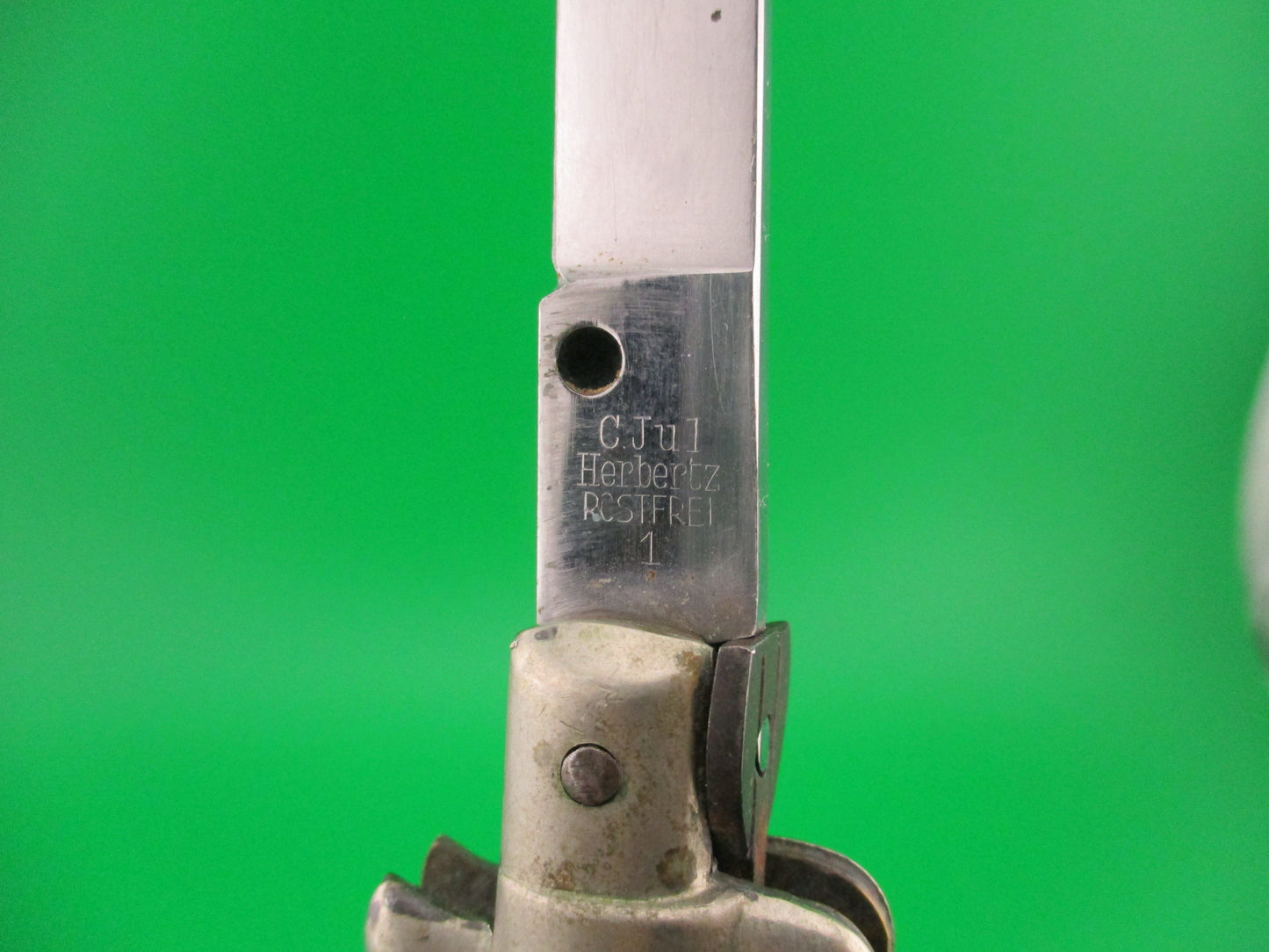 C. Jul Herbertz 21cm Italian Transitional Stiletto Horn Vintage 1960s automatic knife
