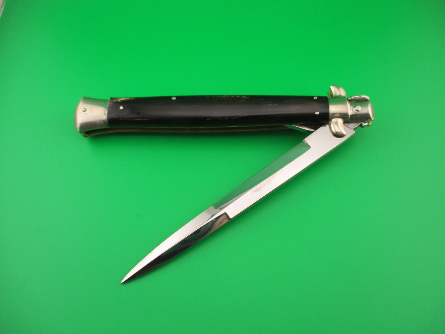 AGA CAMPOLIN 33cm Italian Picklock Stiletto Brown streaked horn NOS automatic knife