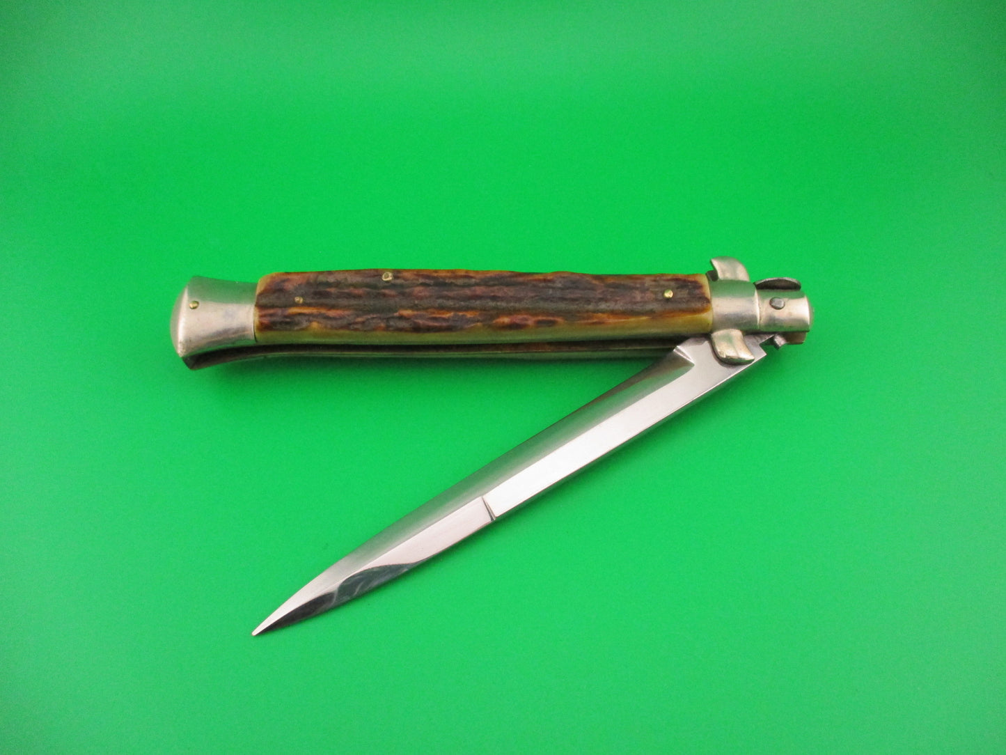 MADE IN ITALY INOX 28cm Italian picklock Stag bayonet 1950s automatic knife