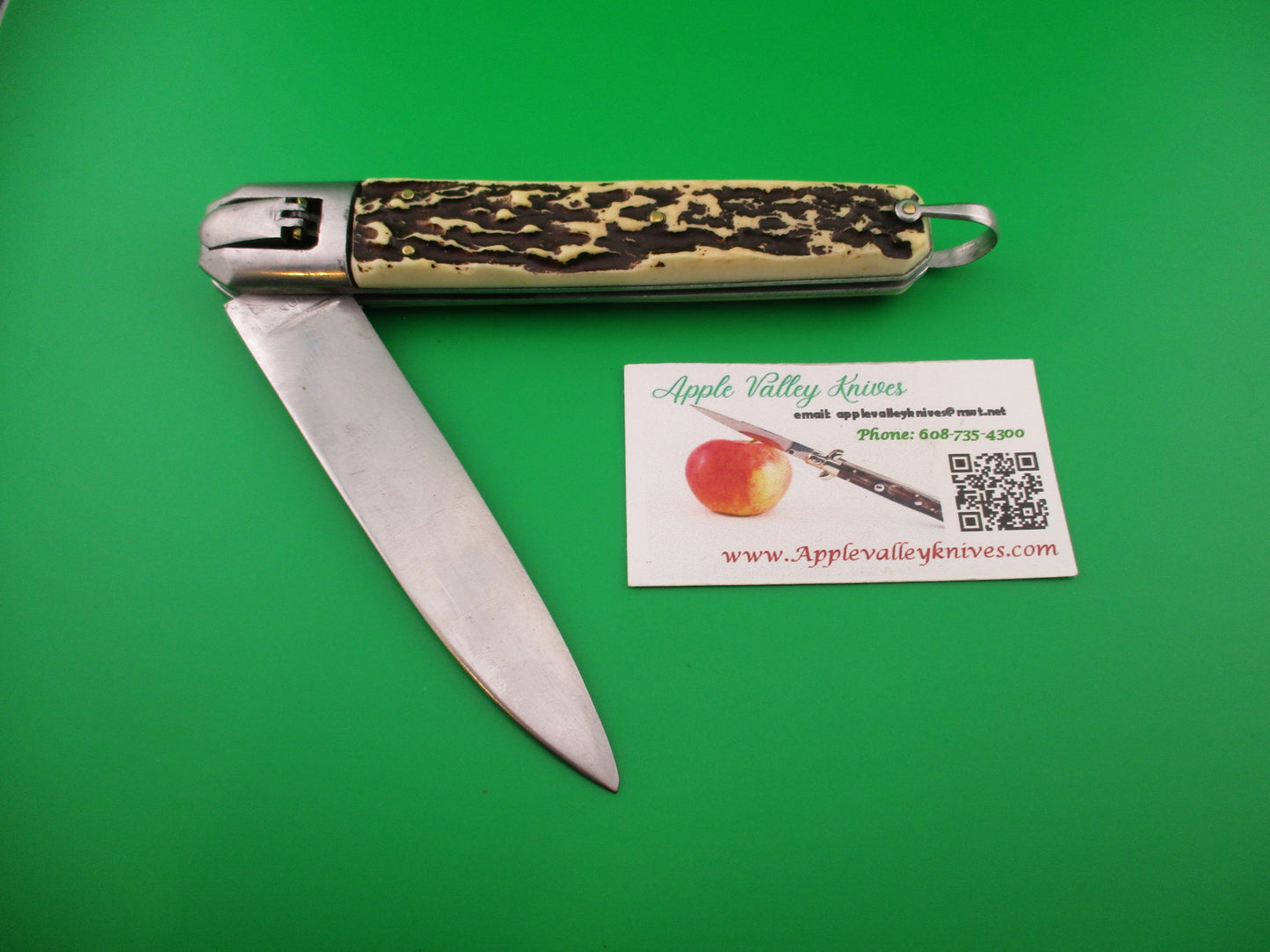 INOX 27cm French Coffin Lever knife Faux stag automatic knife