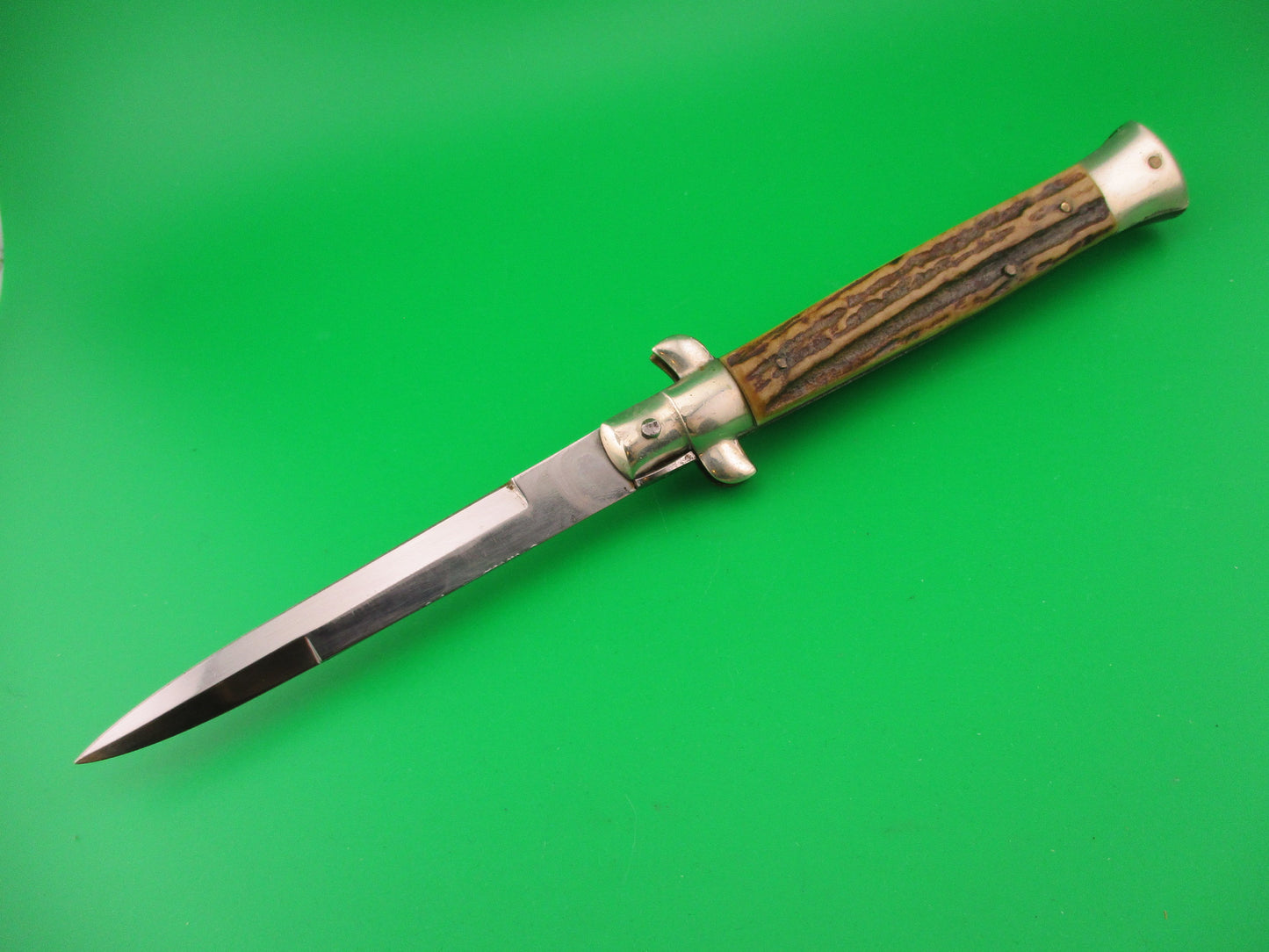 M ITALY INOX 23cm Italian Picklock Stag vintage 1950s automatic knife