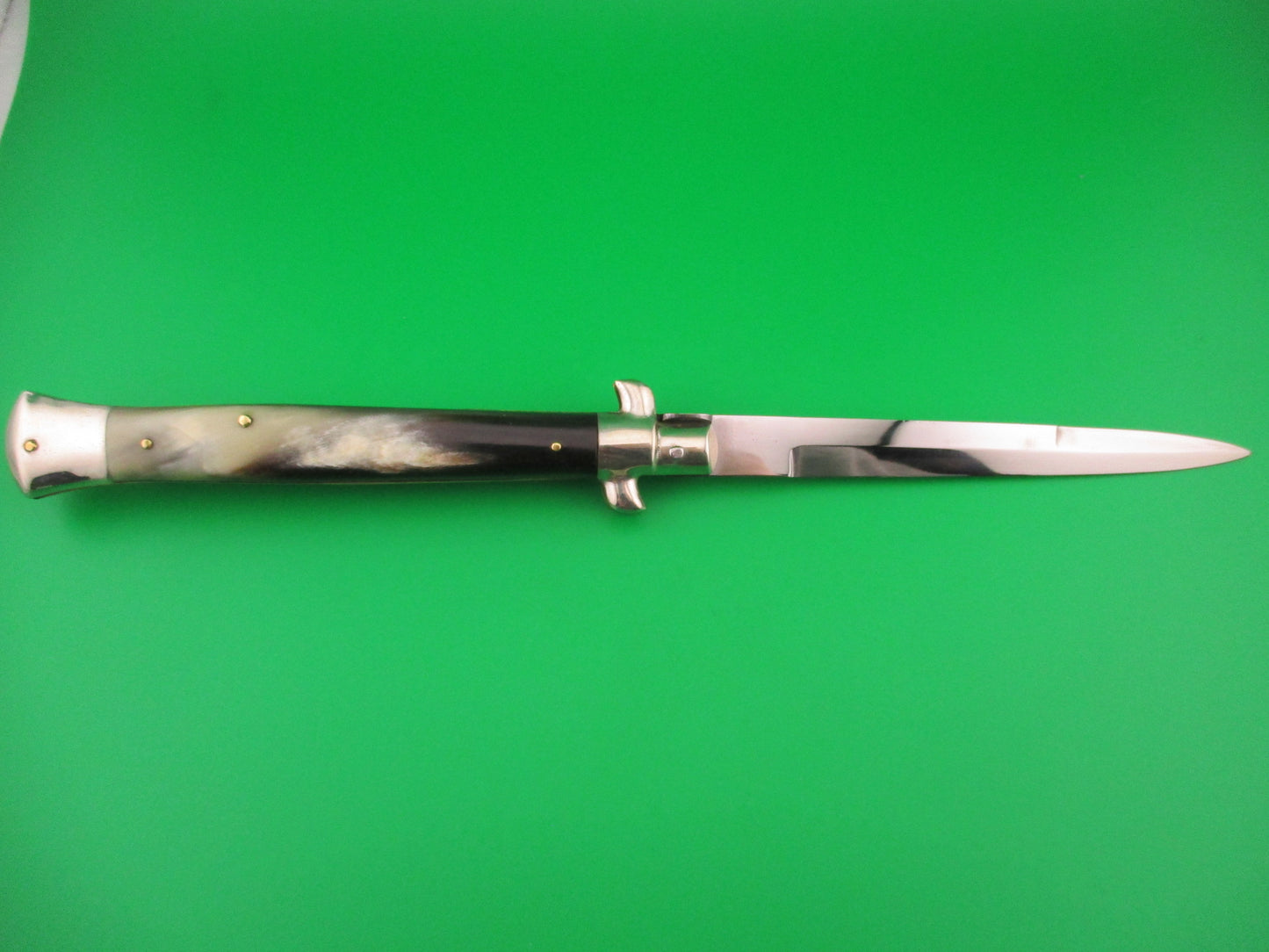 M ITALY INOX 28cm Italian Picklock 1950s vintage horn bayonet blade automatic knife