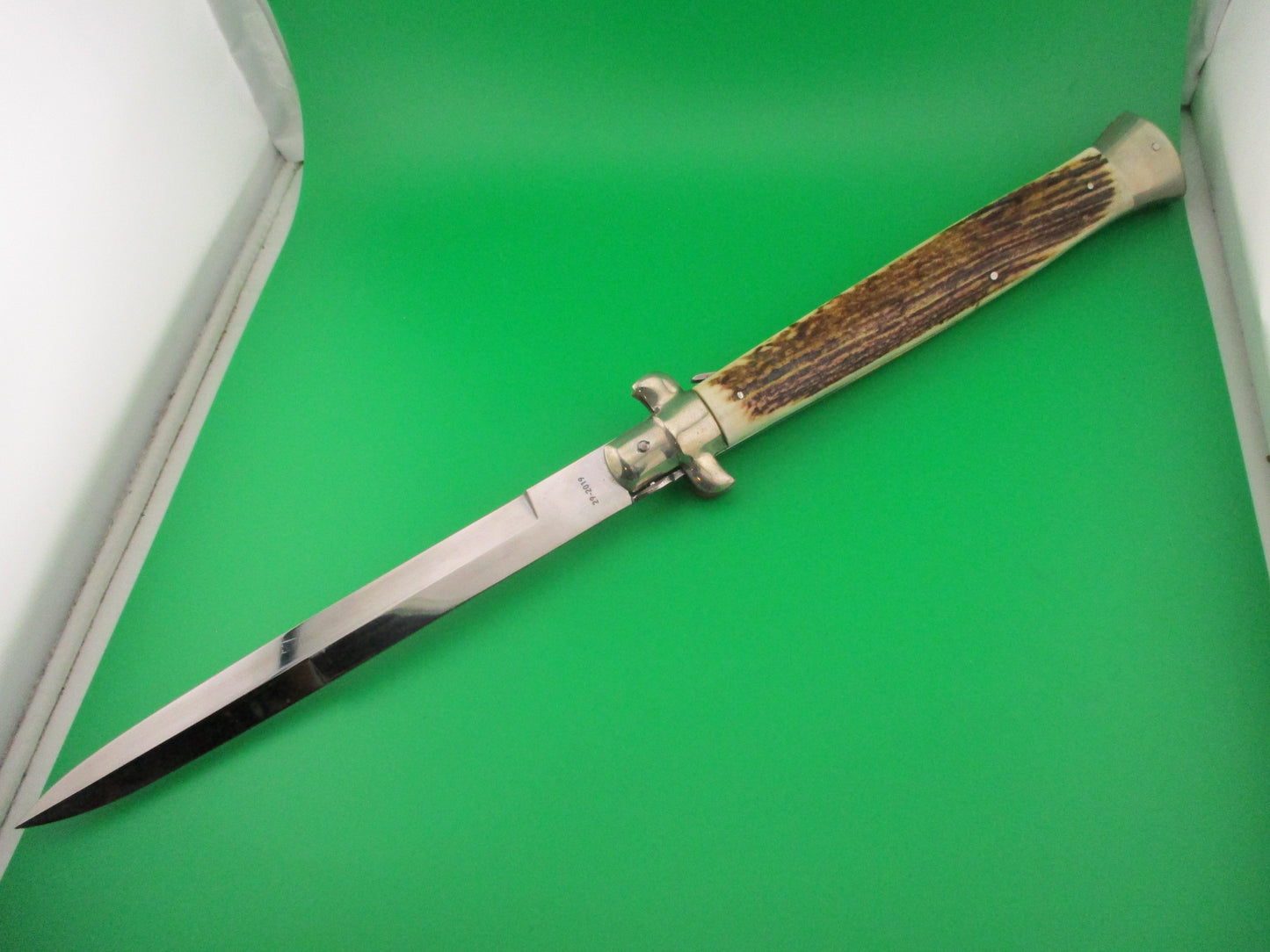 AGA CAMPOLIN ITALY 45cm Italian Picklock Stag stiletto 18 inch automatic knife 2019