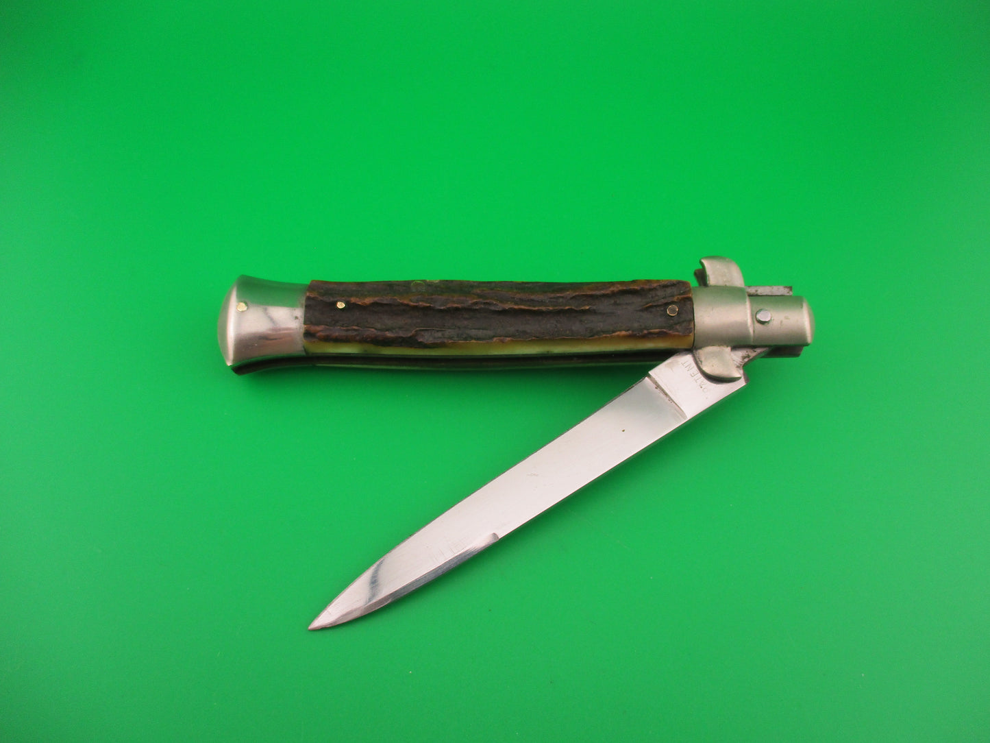 INOX PATENT 22cm Italian BoBc Stiletto Stag 1960s vintage automatic knife