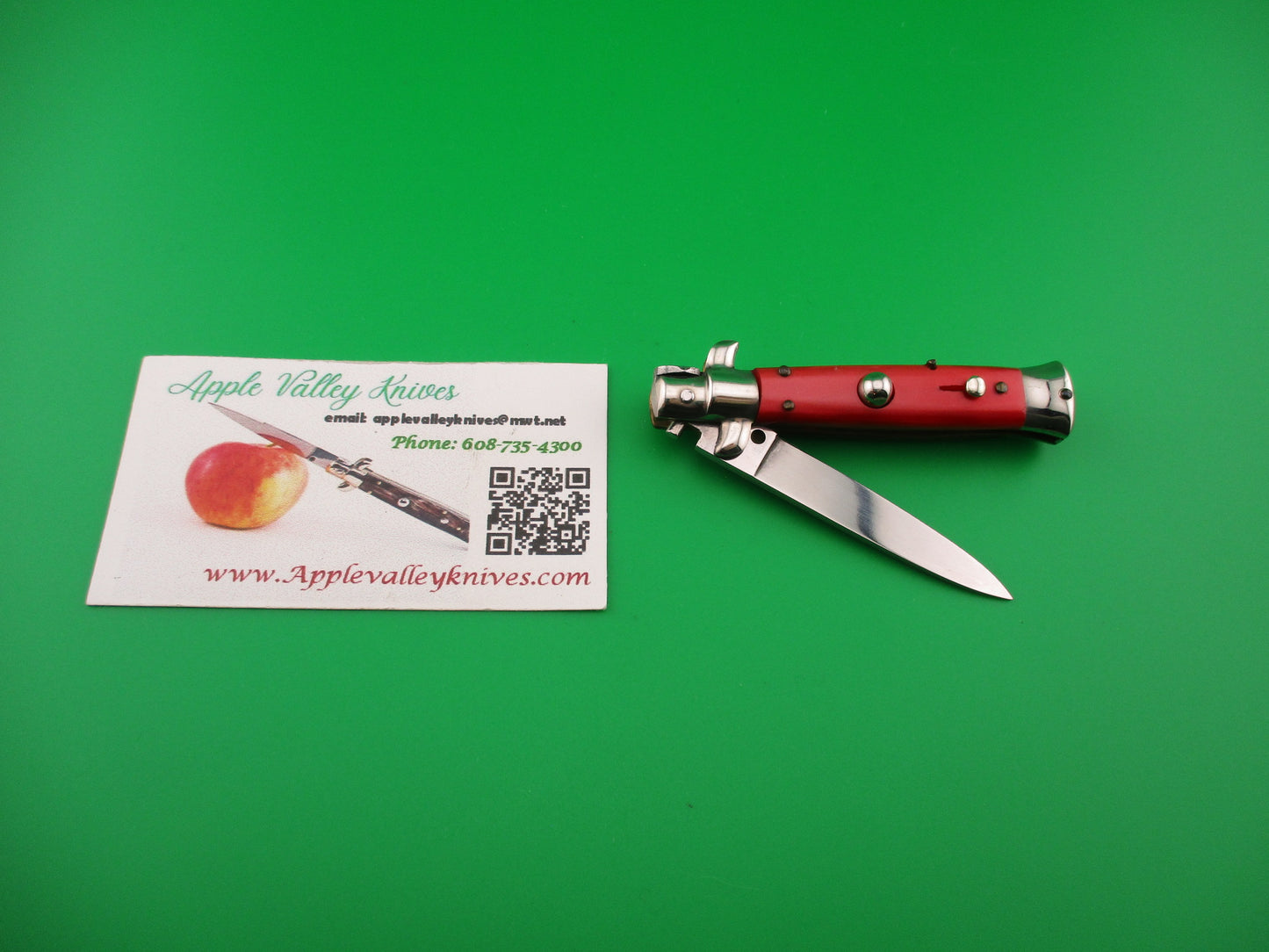 ROSTFREI 14cm Italian Swivel bolster D Stamped Red Shimmer automatic knife