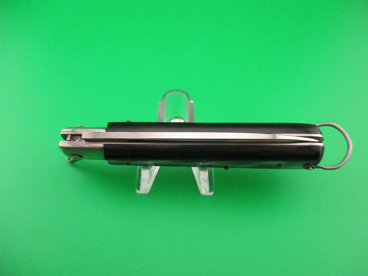 J INOX 21cm Italian Fulcrum release Black & Cream automatic knife