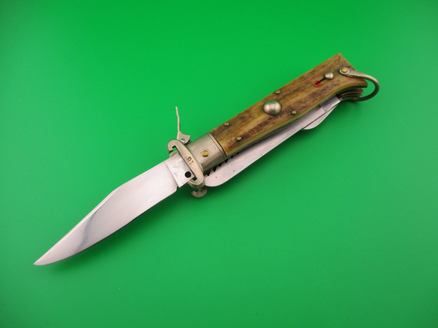 INOX 20cm Italian 1960s Fulcrum Shell Puller STAG 5 blade automatic Camper knife