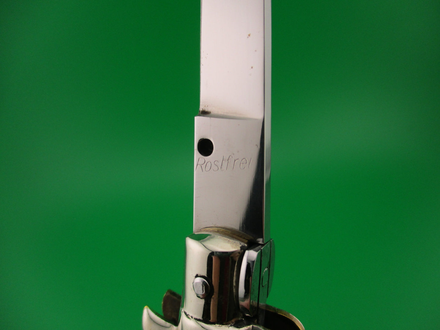 Rostfrei (slant) 20cm Italian Transitional stiletto Stag vintage automatic knife w lanyard ring