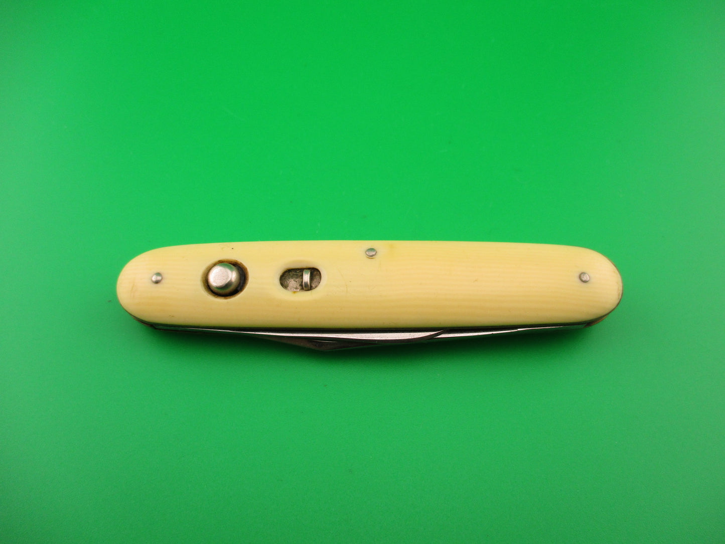 Schrade Cut Co Large Double Ivory Celluloid Clip/pen vintage automatic knife