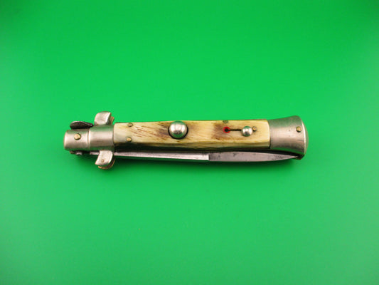 Sterile 21cm Italian Picklock 1950s Light horn Red dot automatic knife "almost" flat guard