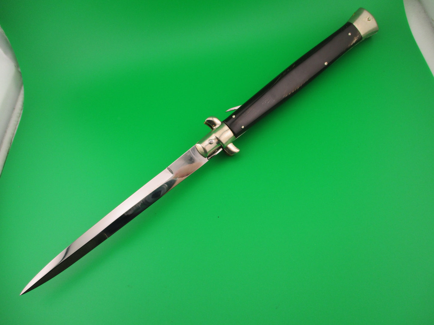 AGA CAMPOLIN 33cm Italian Picklock Stiletto Brown streaked horn NOS automatic knife