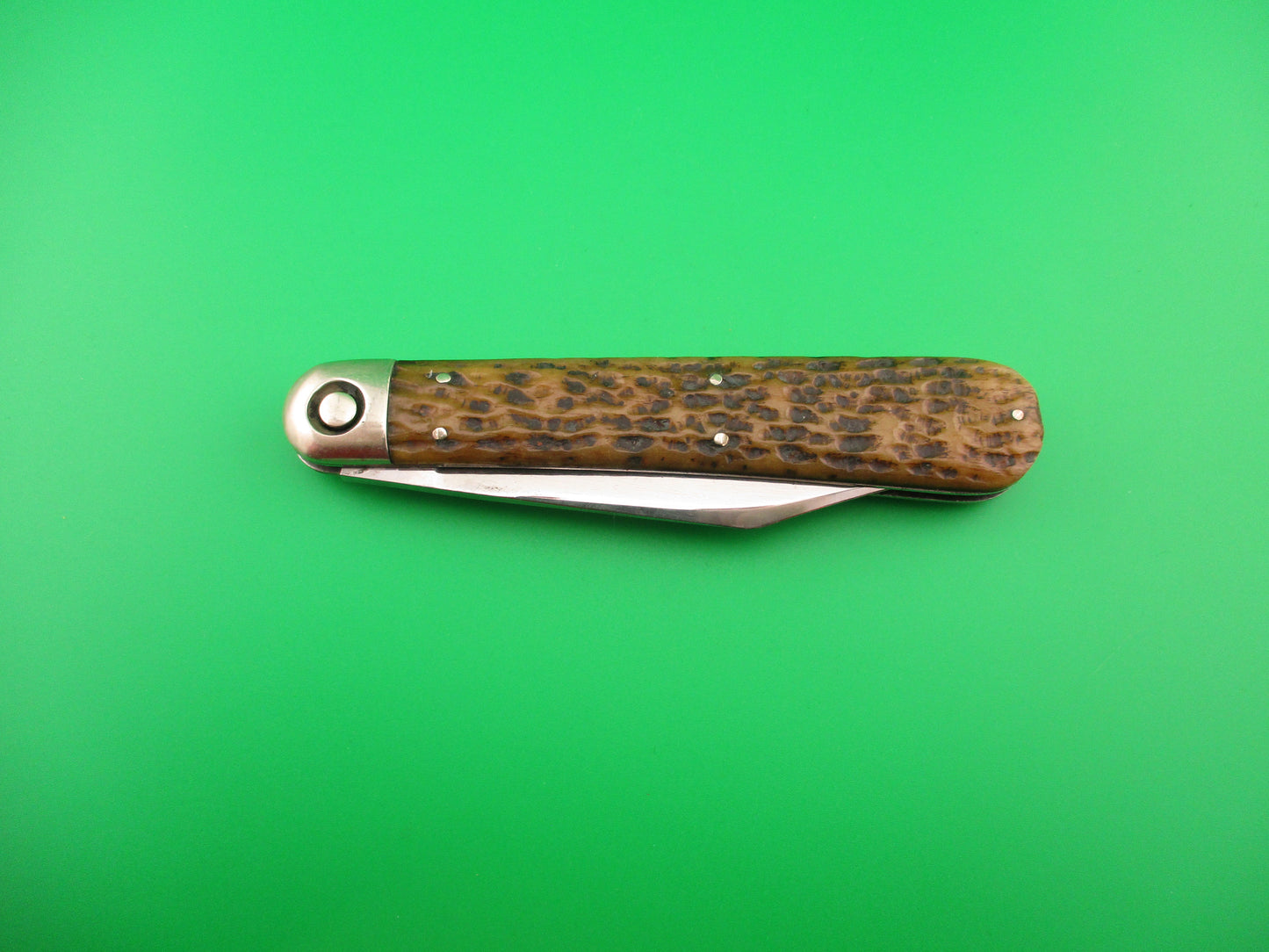 PRESS BUTTON KNIFE CO "M" Invincible antique automatic knife w Custom blade