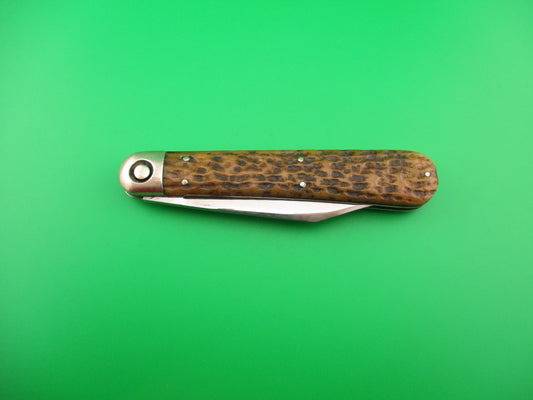 PRESS BUTTON KNIFE CO "M" Invincible antique automatic knife w Custom blade